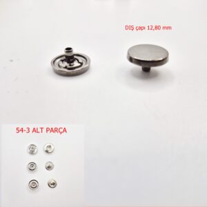 12,80 mm Düz ParaTipi 54 Sistem Zamak Çıtçıt