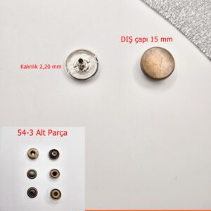 15 mm Düz ParaTipi 54 Sistem Zamak Çıtçıt